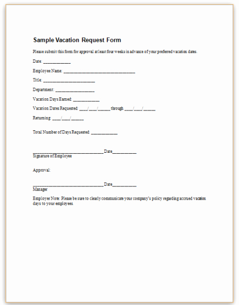 Vacation Request form Template Awesome This Sample form Will Help You Keep Track Of Your