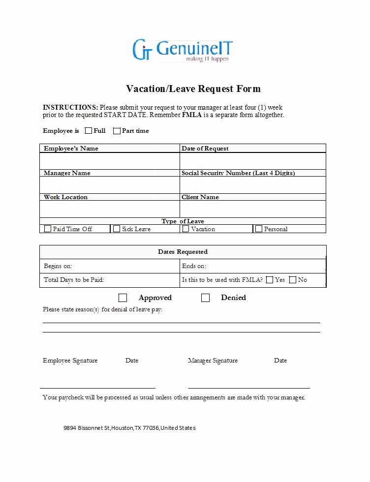 Vacation Request form Template Beautiful 50 Professional Employee Vacation Request forms [word]