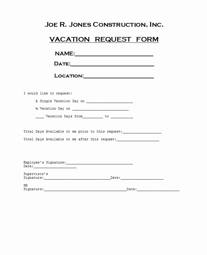 Vacation Request form Template Best Of 50 Professional Employee Vacation Request forms [word]