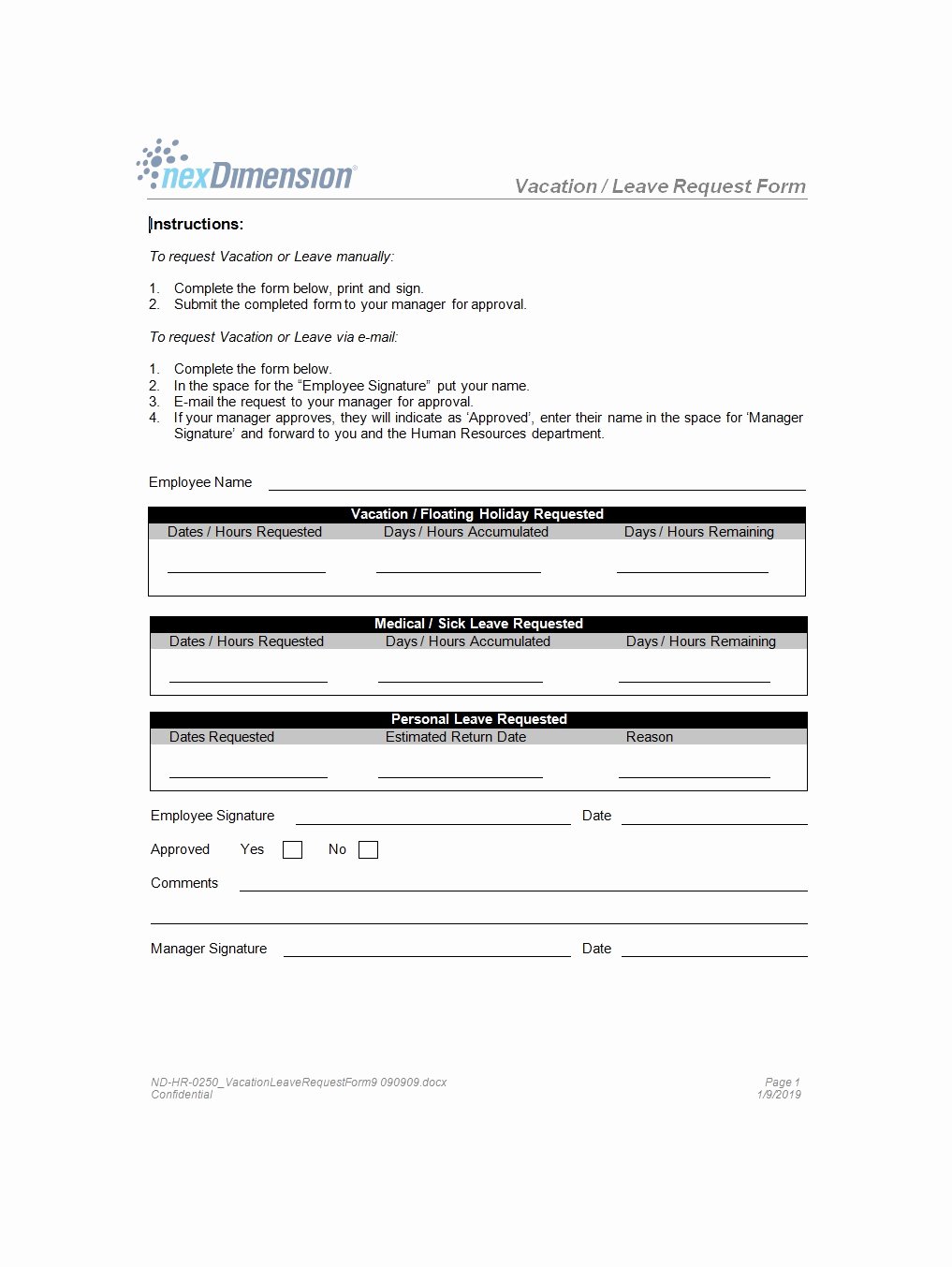 Vacation Request form Template Elegant 50 Professional Employee Vacation Request forms [word]