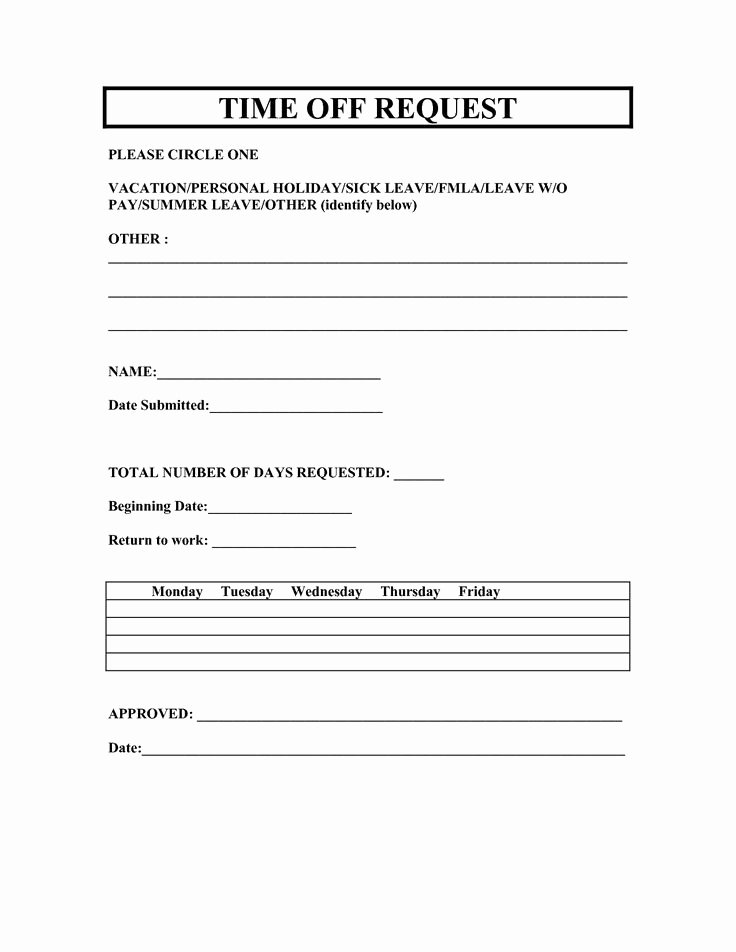 Vacation Request form Template Fresh Vacation Request forms 2014 Free Printable