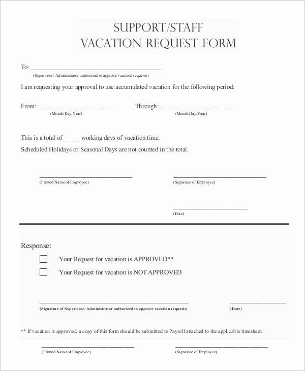 Vacation Request form Template Inspirational Sample Vacation Request form 8 Examples In Pdf Word