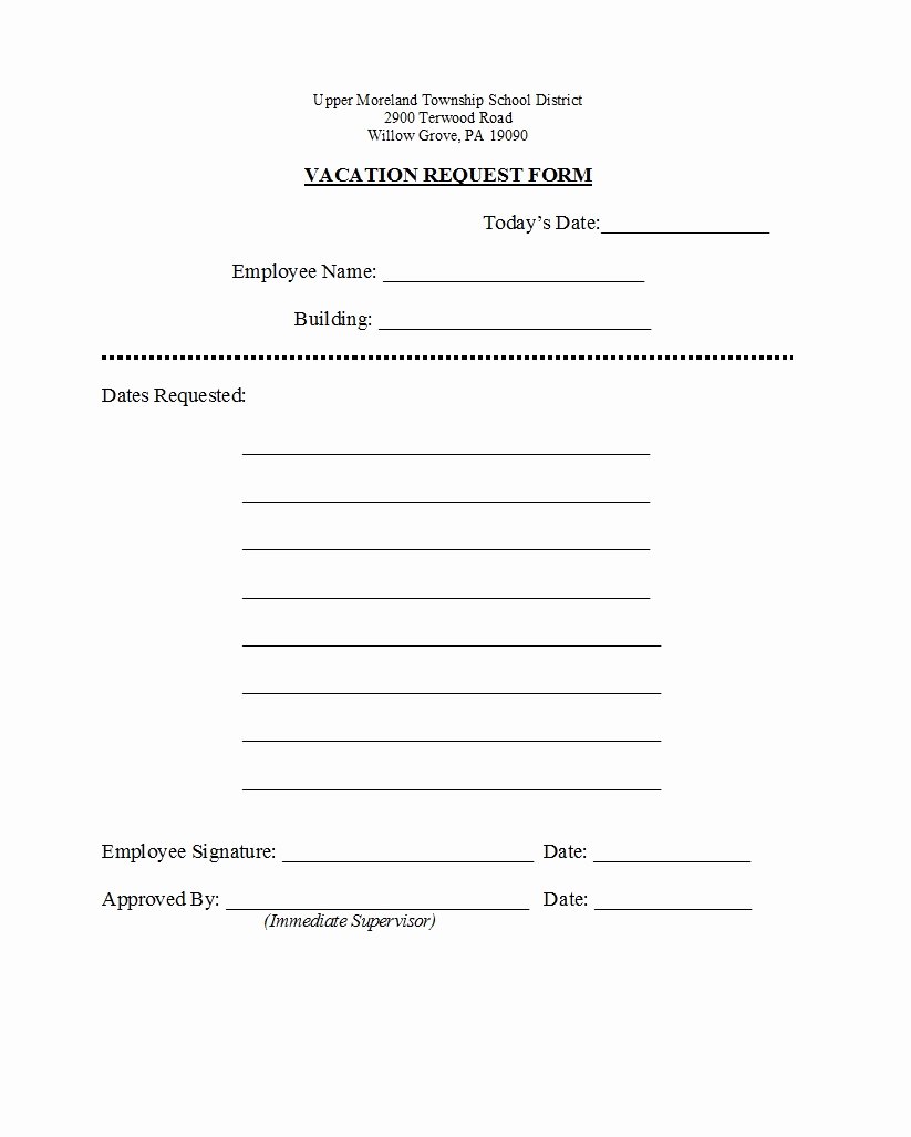 Vacation Request form Template Luxury 50 Professional Employee Vacation Request forms [word]