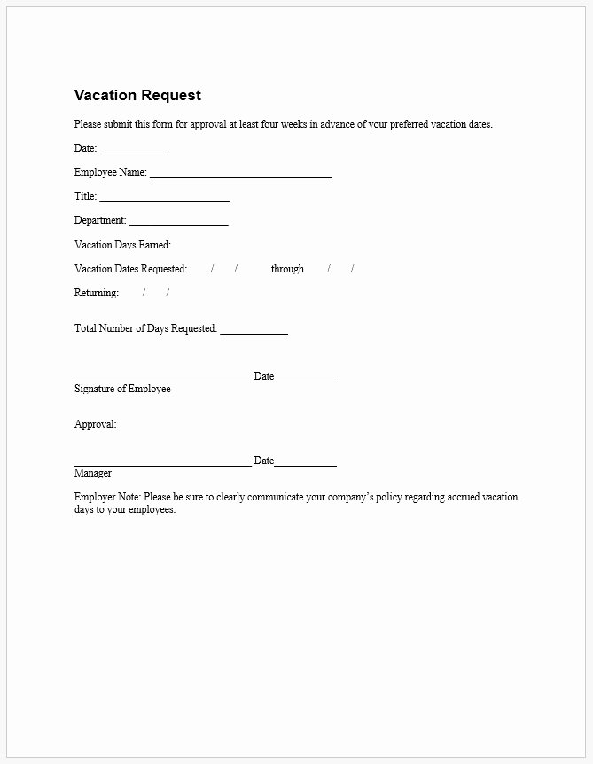Vacation Request form Template Luxury How to Make Proper Vacation Request form 83