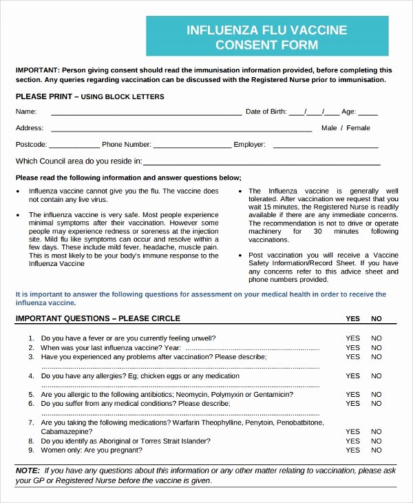 Vaccine Consent form Template New Sample Vaccine Consent form 7 Free Documents Download