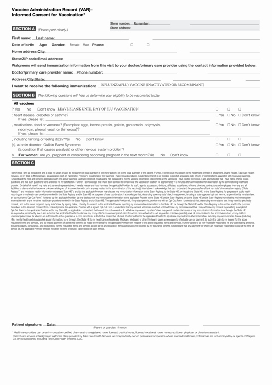 Vaccine Consent form Template New Vaccine Administration Record Var Informed Consent for