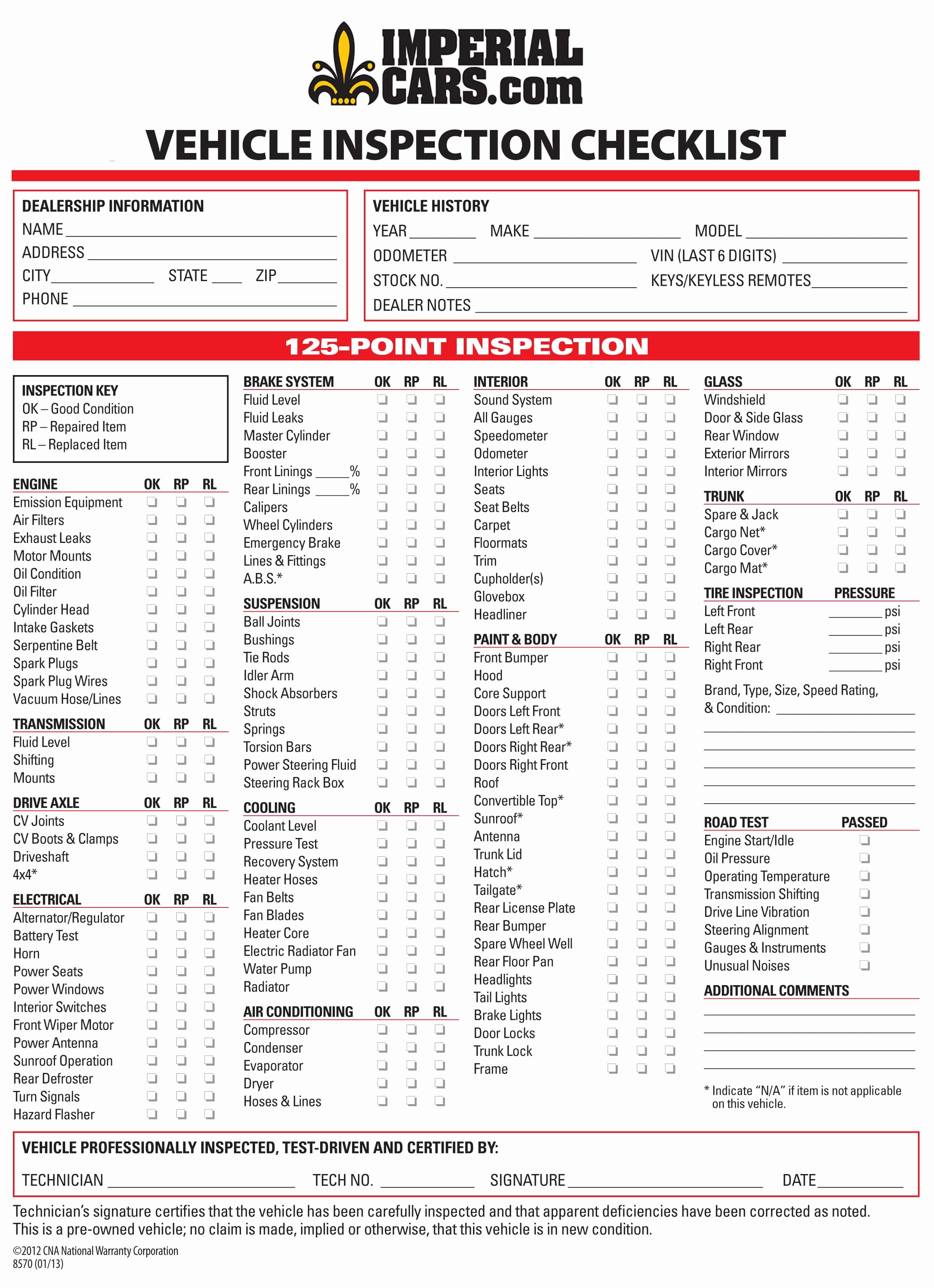 Vehicle Inspection Checklist Template Beautiful Inspection Checklist