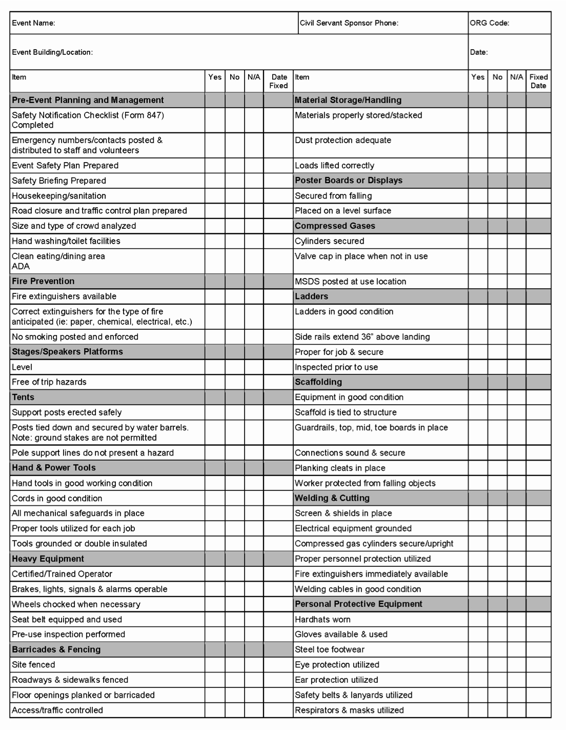 Vehicle Inspection Checklist Template Inspirational 29 Of Construction Site Safety Checklist Template