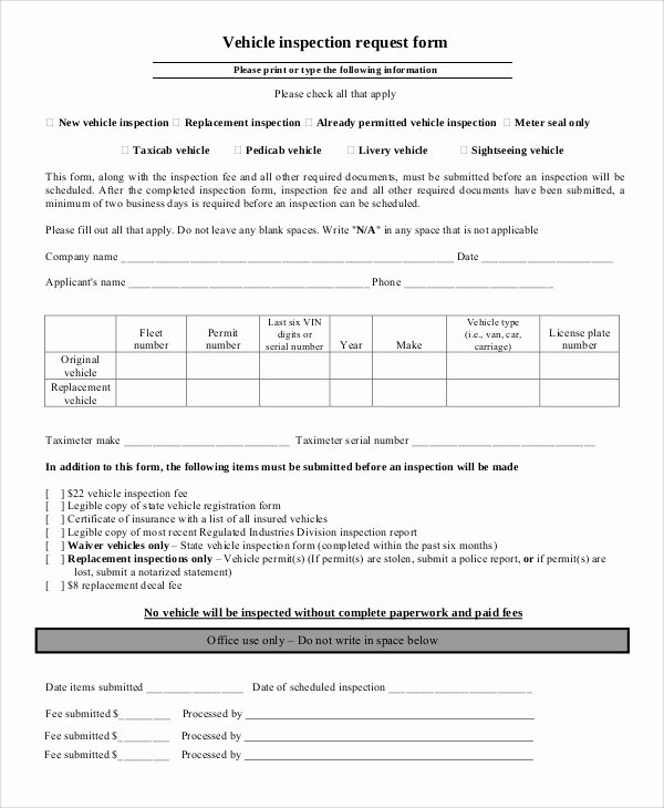 Vehicle Inspection form Template Inspirational 8 Vehicle Inspection forms Pdf Word