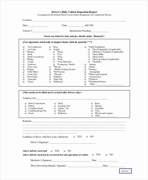 Vehicle Inspection form Template Lovely 12 Vehicle Condition Report Templates Word Excel Samples