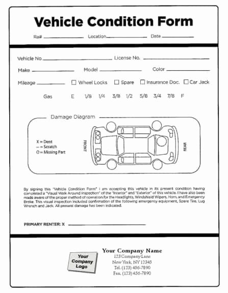 Vehicle Inspection form Template Unique Vehicle Condition Report Templates