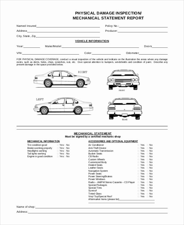 Vehicle Inspection forms Templates Elegant 8 Vehicle Inspection forms Pdf Word