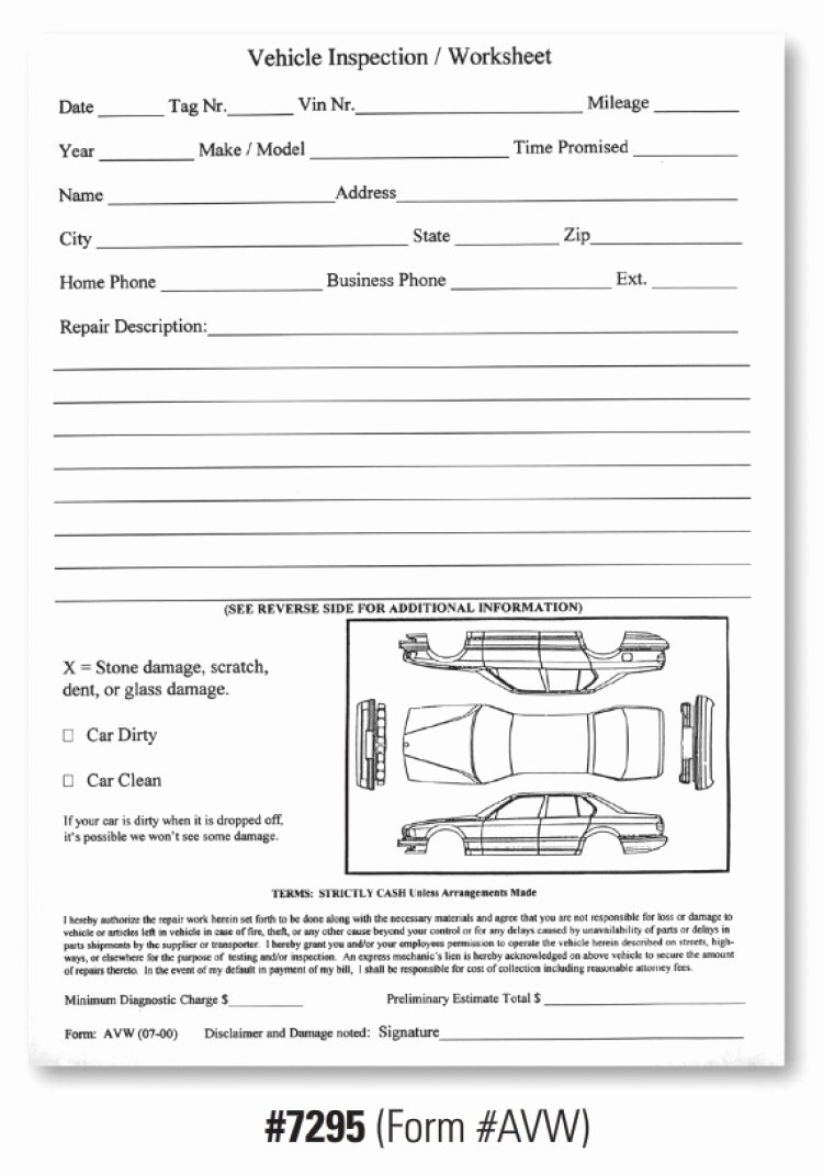 Vehicle Inspection forms Templates Luxury Vehicle Inspection Worksheet form Avw Dealerstockroom