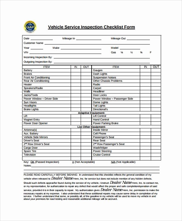 Vehicle Inspection Sheet Template Inspirational Motor Vehicle Pre Purchase Inspection Impremedia