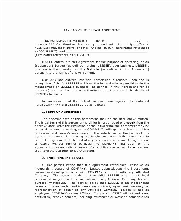 Vehicle Lease Agreement Template Beautiful 9 Lease Purchase Agreement Word Pdf Google Docs