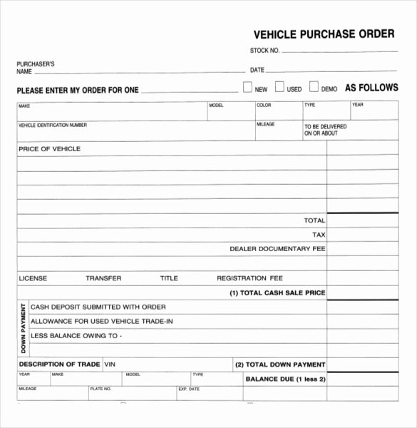 Vehicle Purchase order Template Beautiful Purchase order Templates – 17 Free Sample Example