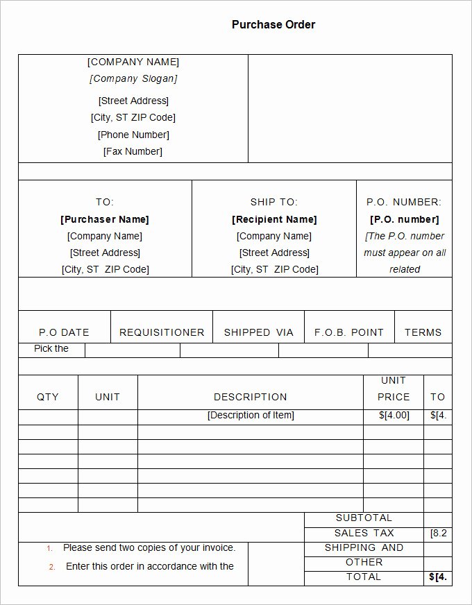 Vehicle Purchase order Template Inspirational 34 Purchase order Examples Pdf Doc