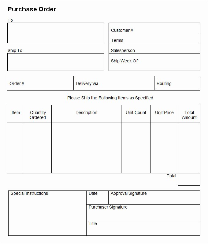 Vehicle Purchase order Template New Purchase order Template 8 Free Excel Word Template