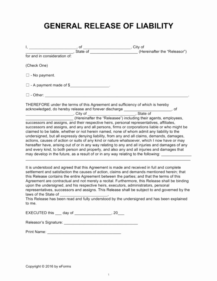 Vehicle Release form Template Luxury Release Liability form Car Accident 1 Release for Car