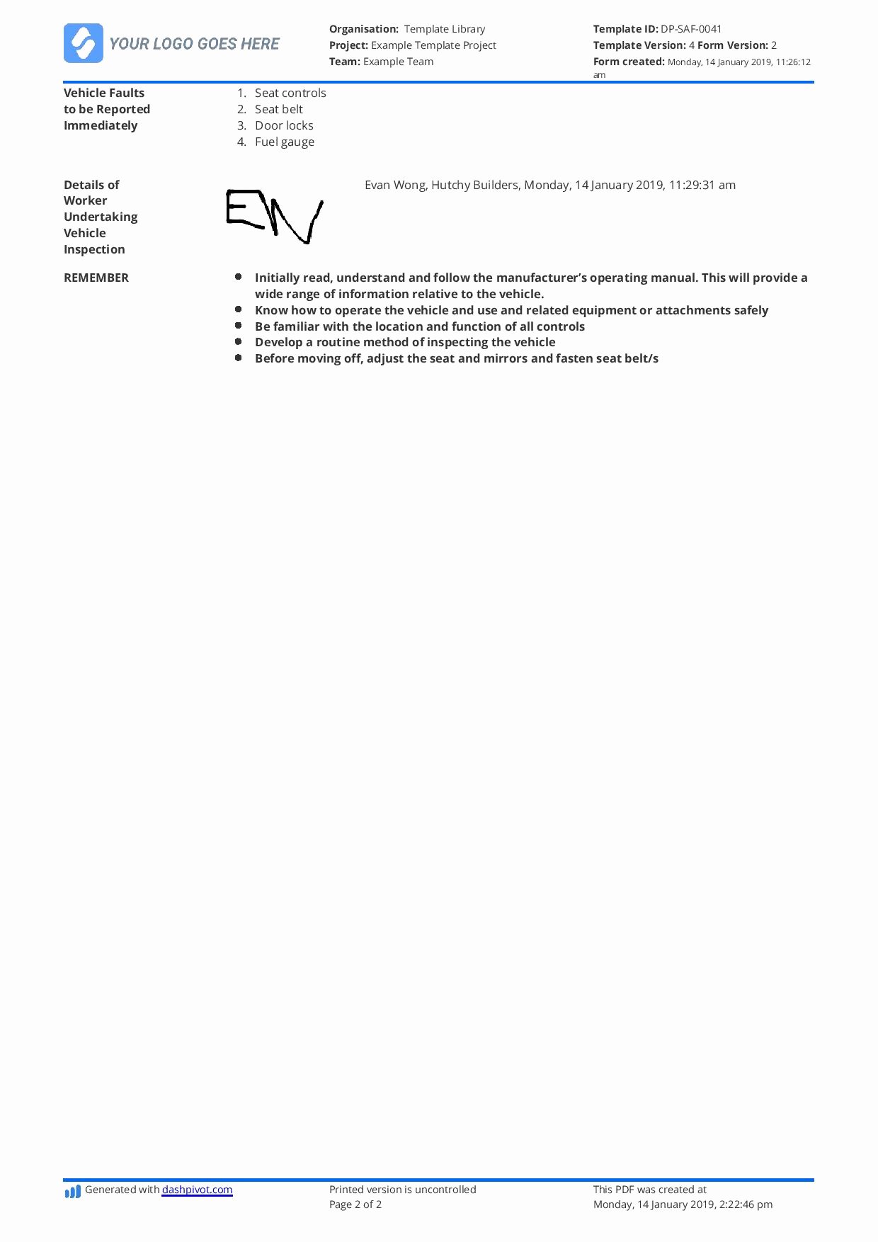 Vehicle Safety Inspection Checklist Template Beautiful Vehicle Safety Inspection Checklist Template Free and