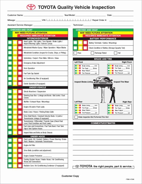 Vehicle Safety Inspection Checklist Template Best Of Free 21 Vehicle Checklist Samples &amp; Templates In Pdf