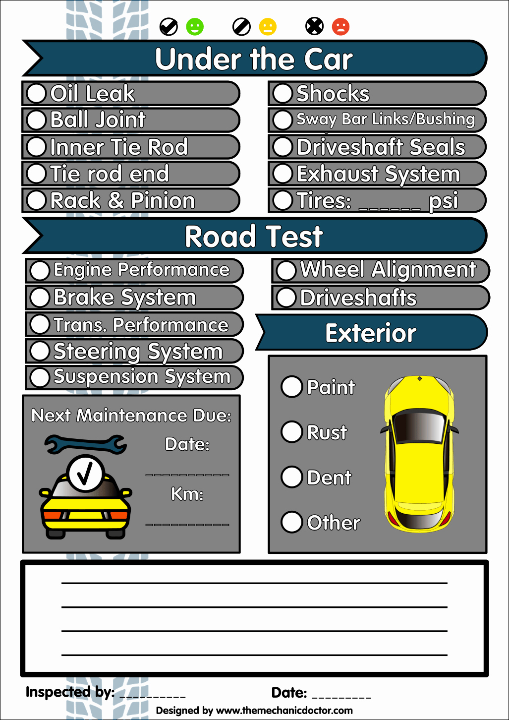 Vehicle Safety Inspection Checklist Template Fresh 6 Free Vehicle Inspection forms Modern Looking