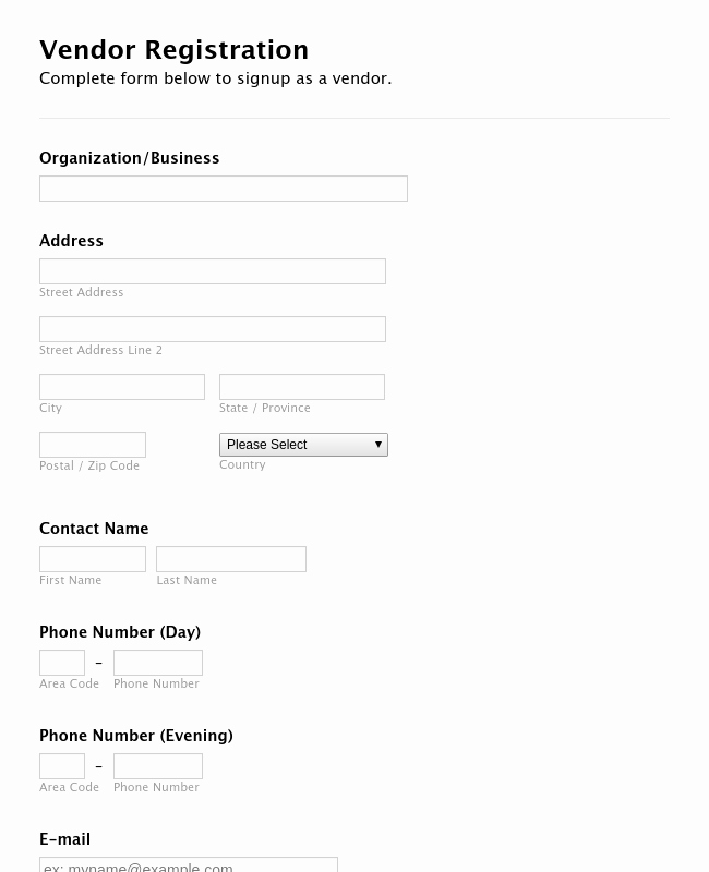 Vendor Application form Template Awesome Vendor Registration form Template