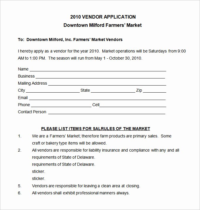 Vendor Application form Template Fresh Vendor Application Template – 9 Free Word Pdf Documents