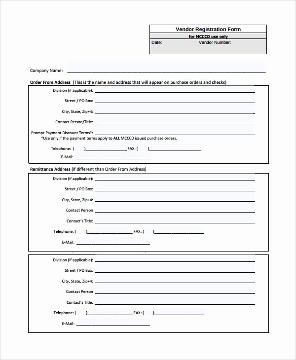 Vendor Application form Template New Sample Vendor Registration form 8 Documents In Word Pdf