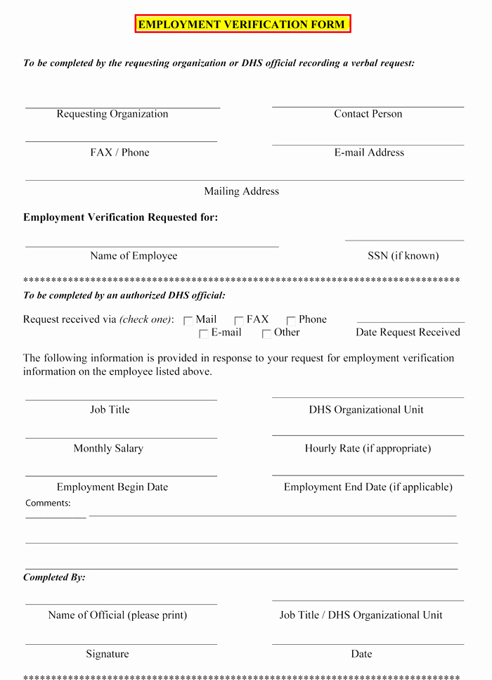 Verification Of Employment form Template New 5 Employment Verification form Templates to Hire Best Employee