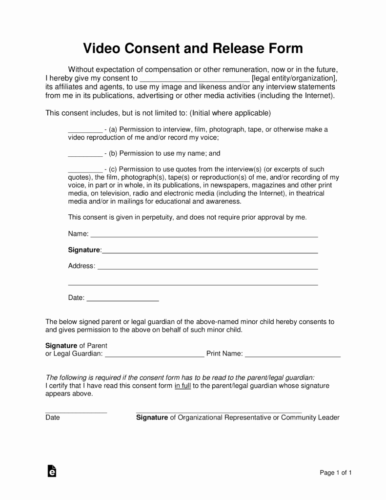 Video Consent form Template Beautiful Consent form