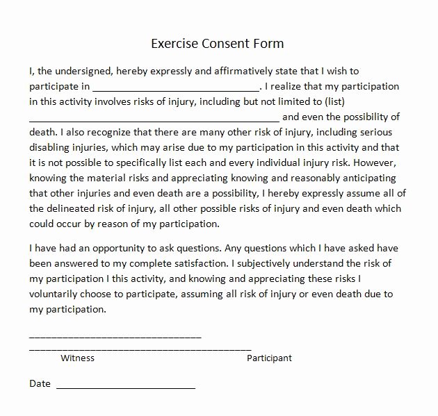 Video Consent form Template Lovely Exercise Consent forms