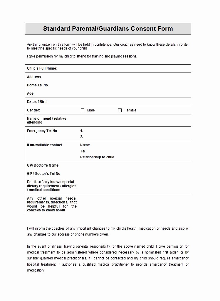 Video Consent form Template Luxury 50 Printable Parental Consent form &amp; Templates Template Lab