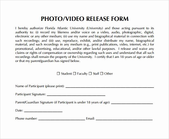 Video Release form Template Beautiful Video Release form