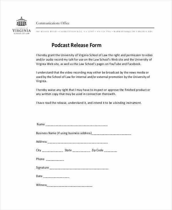 Video Release form Template Fresh Free 8 Sample Interview Release forms