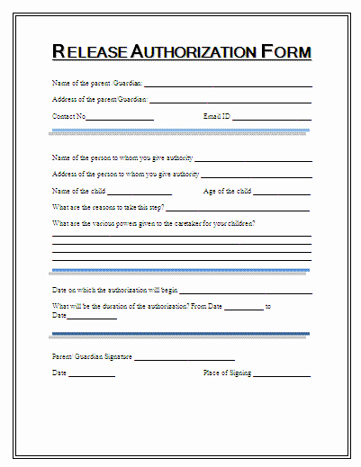 Video Release form Template Luxury Release Authorization form