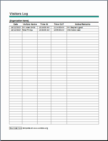 Visitor Log Book Template Awesome A Visitor Log is A Mon Official Document that is Used