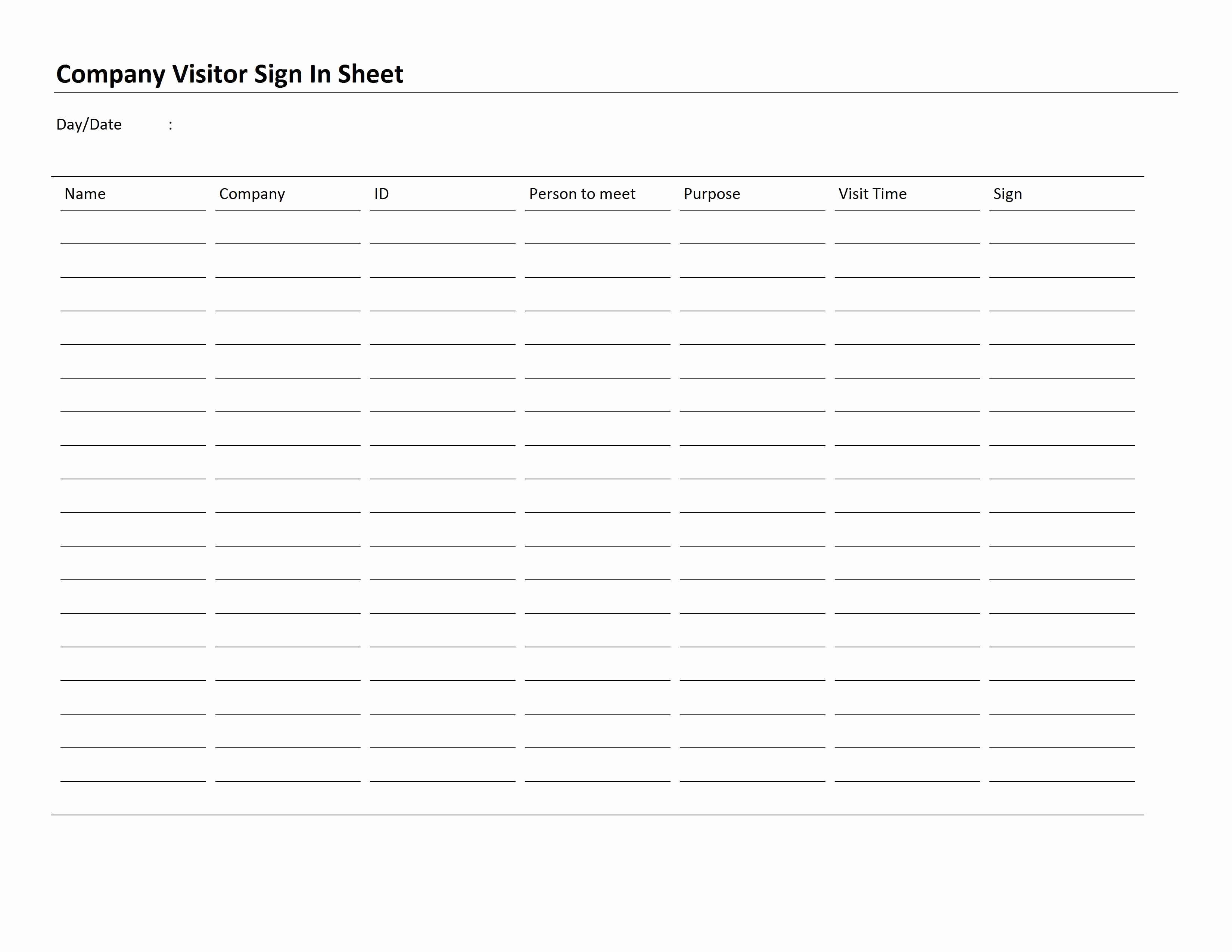 Visitor Log Book Template Best Of Pany Visitor Sign In Sheet