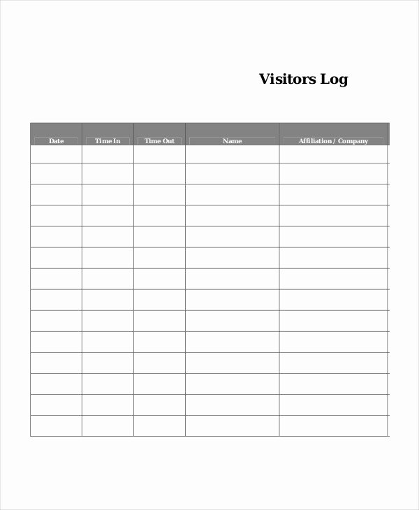 Visitor Log Book Template Elegant Log Book Template 7 Free Word Pdf Documents Download