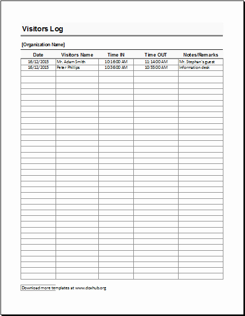 Visitor Log Book Template Inspirational Visitors Log Template for Ms Excel and Calc