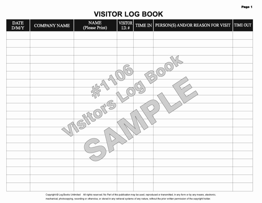 Visitor Log Book Template Unique Sample Visitors Log Book