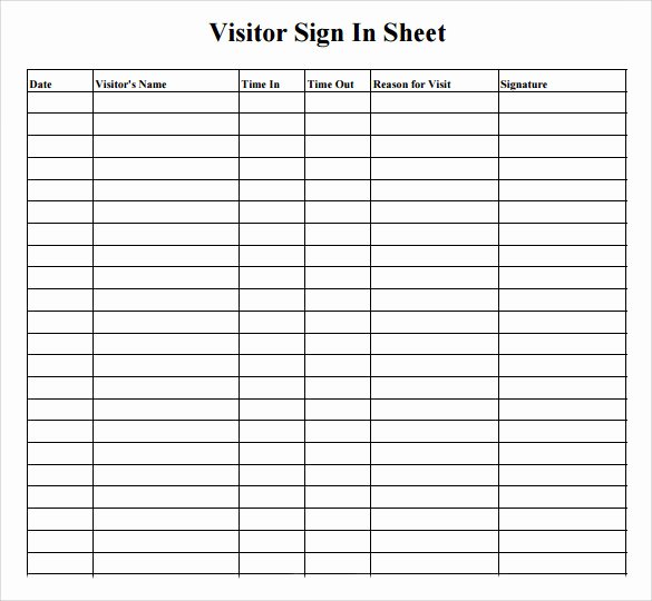 Visitor Sign In Sheet Template Beautiful Sample Visitor Sign In Sheet 11 Documents In Word Pdf