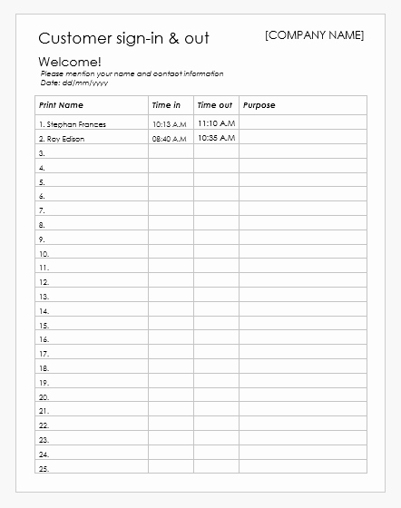 Visitor Sign In Sheet Template Best Of 5 Best Visitor Sign In Sheets for Ms Word