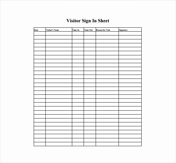 Visitor Sign In Sheet Template Inspirational 18 Sign In Sheet Templates – Free Sample Example format