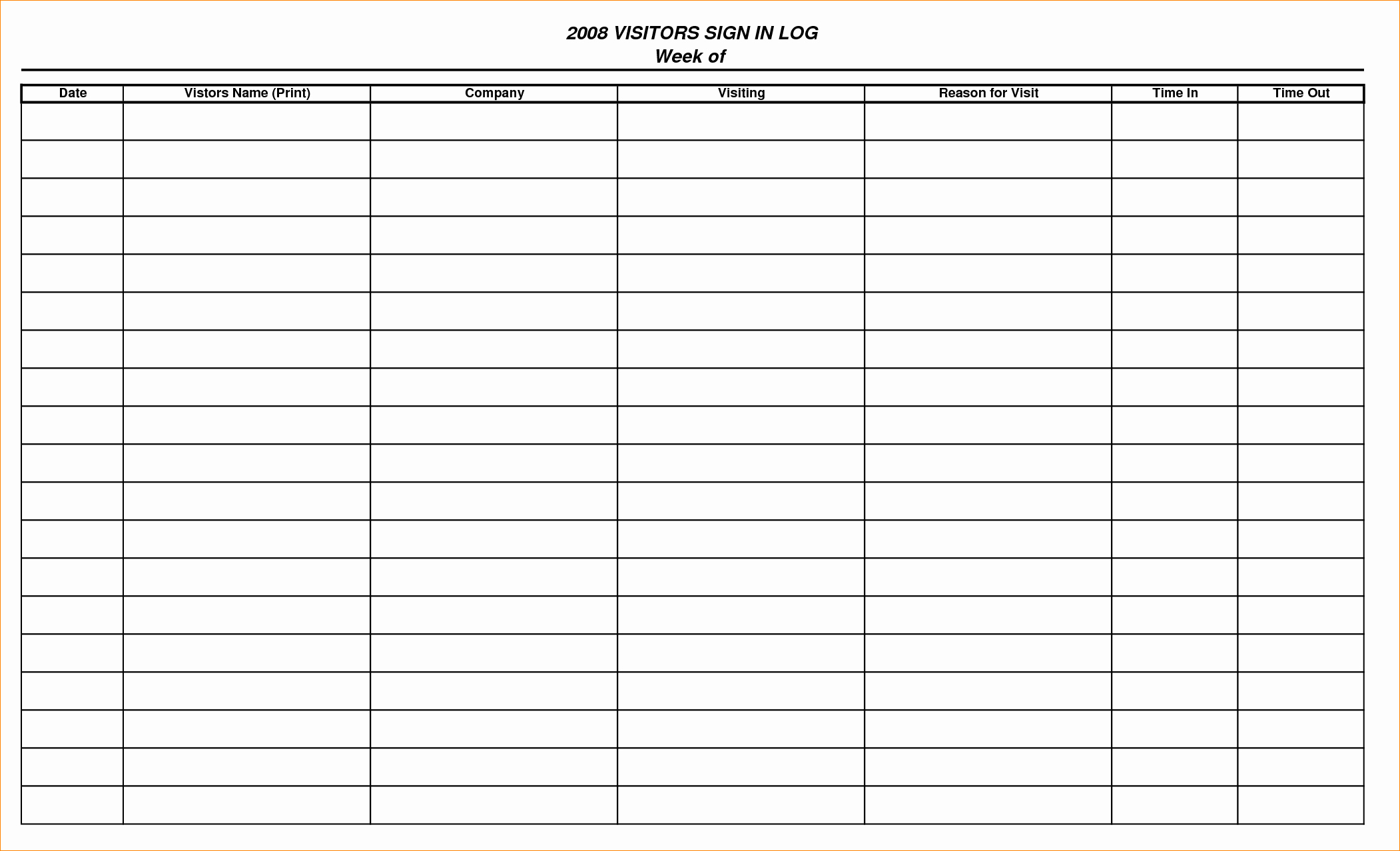 Visitor Sign In Sheet Template Inspirational 4 Visitor Sign In Sheet