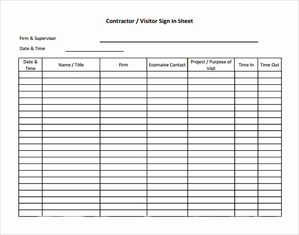 Visitor Sign In Sheet Template Luxury Sample Visitor Sign In Sheet 11 Documents In Word Pdf