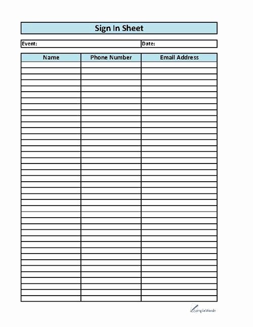Visitor Sign In Sheet Template New Printable Sign In Sheet Employee or Visitor form