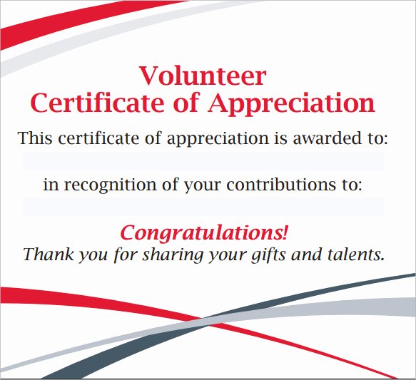 Volunteer Certificate Of Appreciation Template Awesome Sample Volunteer Certificate Template 13 Documents In