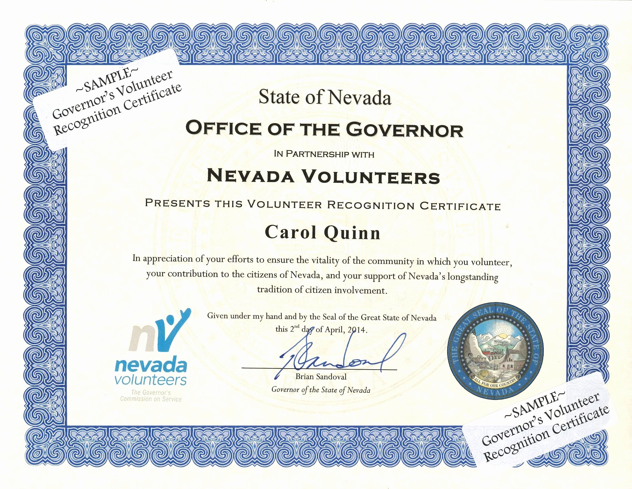 Volunteer Certificate Of Appreciation Template Best Of Governor S Volunteer Recognition Certificate Nevada
