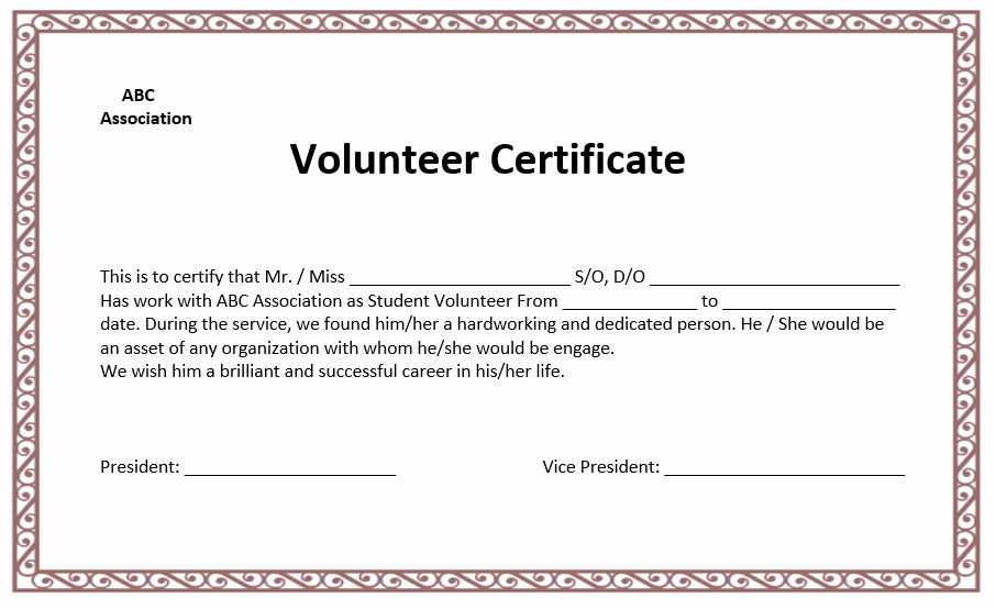 Volunteer Certificate Of Appreciation Template Best Of Volunteer Certificate Template Microsoft Word Templates
